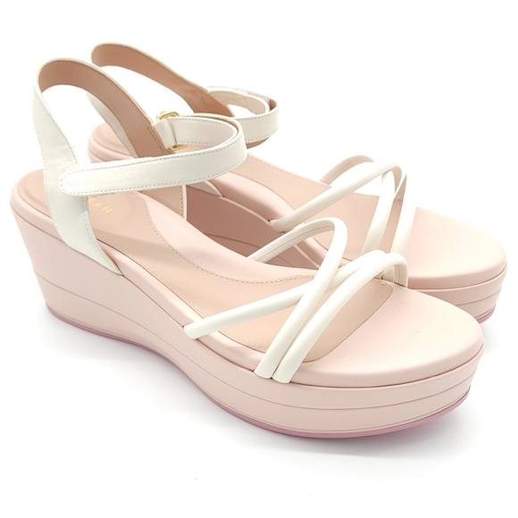 Cole Haan Women's Grand Ambition Addison Ivory Rose Flatform Wedge Size 11B - Picture 4 of 8